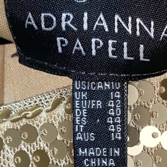 NWT ADRIANNA PAPELL WO SIZE 10 SHORT SLEEVE MIDI GOLD SEQUIN COCKTAIL DRESS - Picture 3 of 13